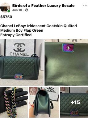 CHANEL LeBoy Iridescent Green Quilted Goatskin Flap Bag with Multicolor Hardware